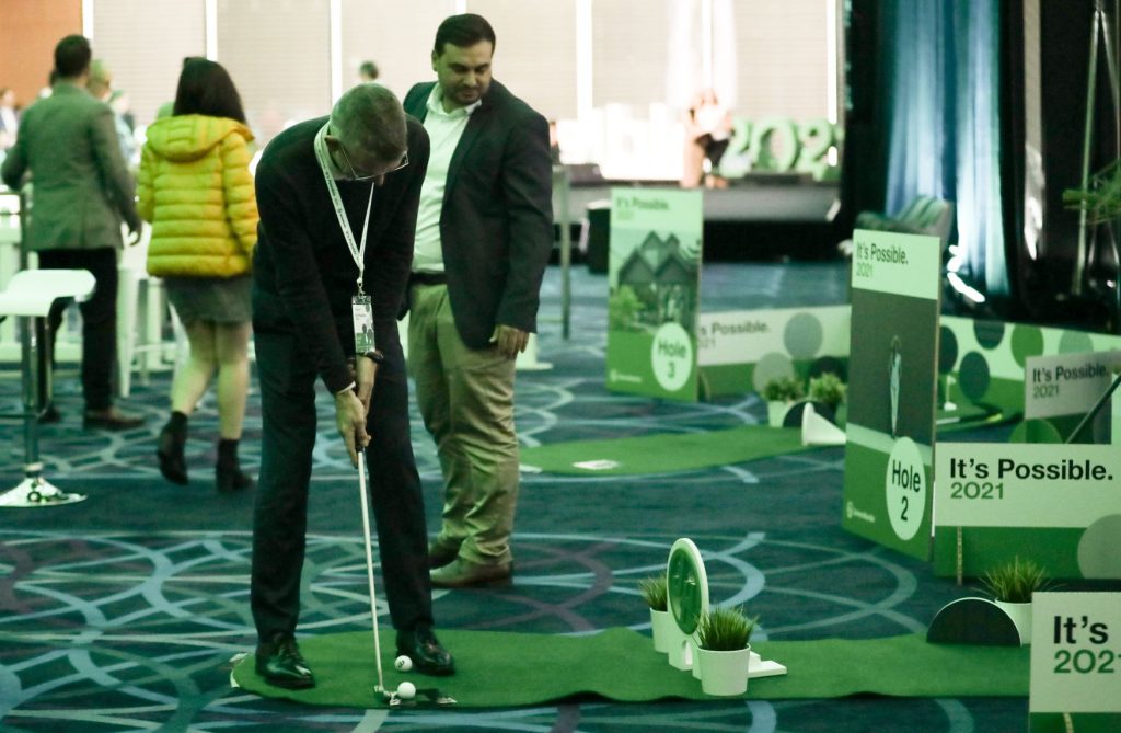 Golf putting green in conference break out space